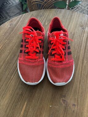 Adidas Element Refine Kids Red and Black Knit Lace-Up Sneakers